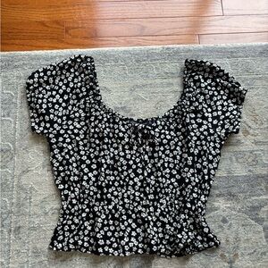 A&F Floral Black and White Top